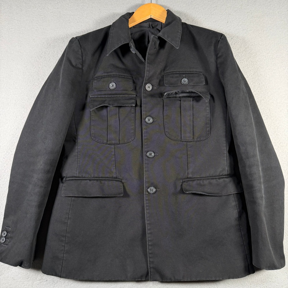 Rykiel Homme Mens Black Cotton Field Jacket Utility Chore Coat Size 50 IT